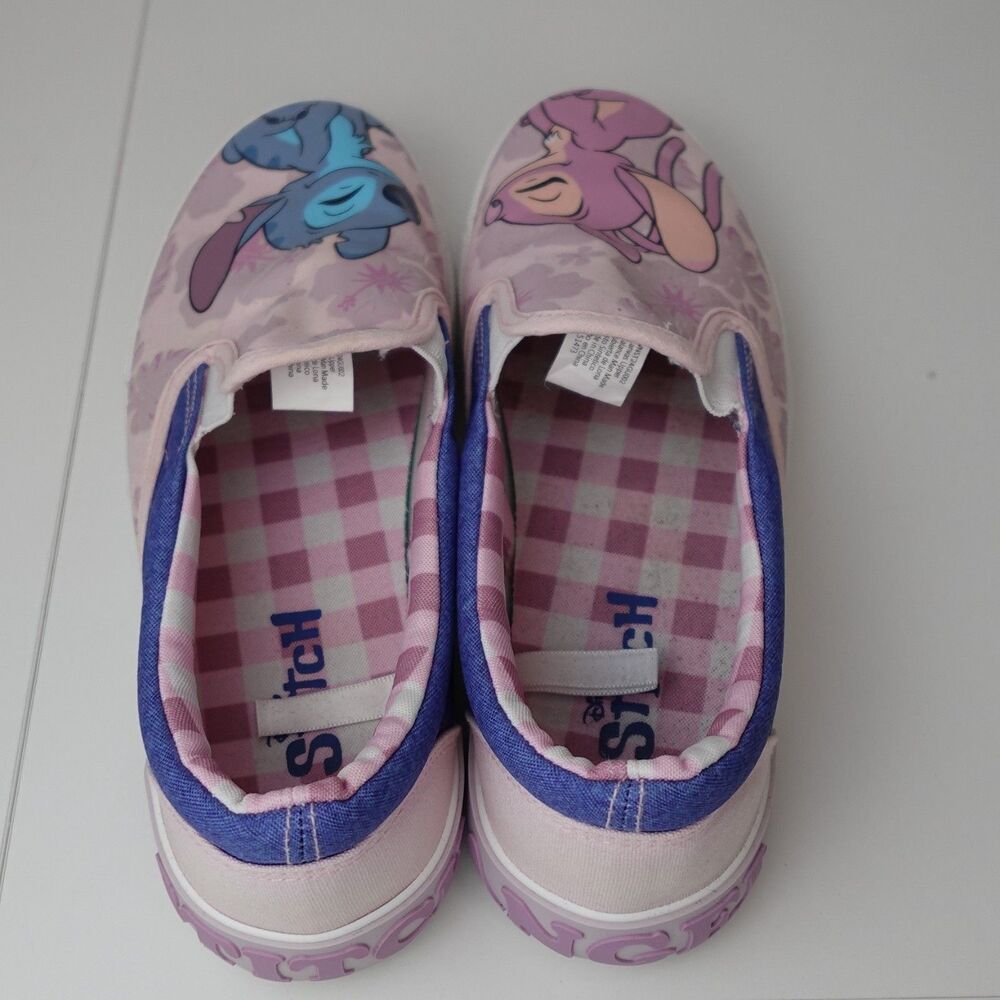 Disney Stitch & Angel Slip on Shoes Women Sz 6.5 Pink Blue Canvas Lilo & Stitch - Picture 11 of 14